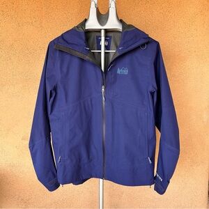 REI Blue Hooded Waterproof Utility Jacket